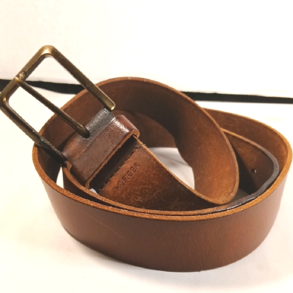 Tommy Hilfiger Vintage Cognac Genuine Leather Belt 46X1.5